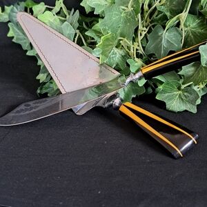 Bakelite German Black and Yellow Striped Cake Server Set